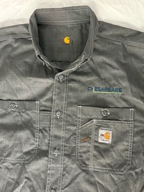 Carhartt FR Flame Resistant Shirt Mens Medium Gray Work Shirt Chesapeake